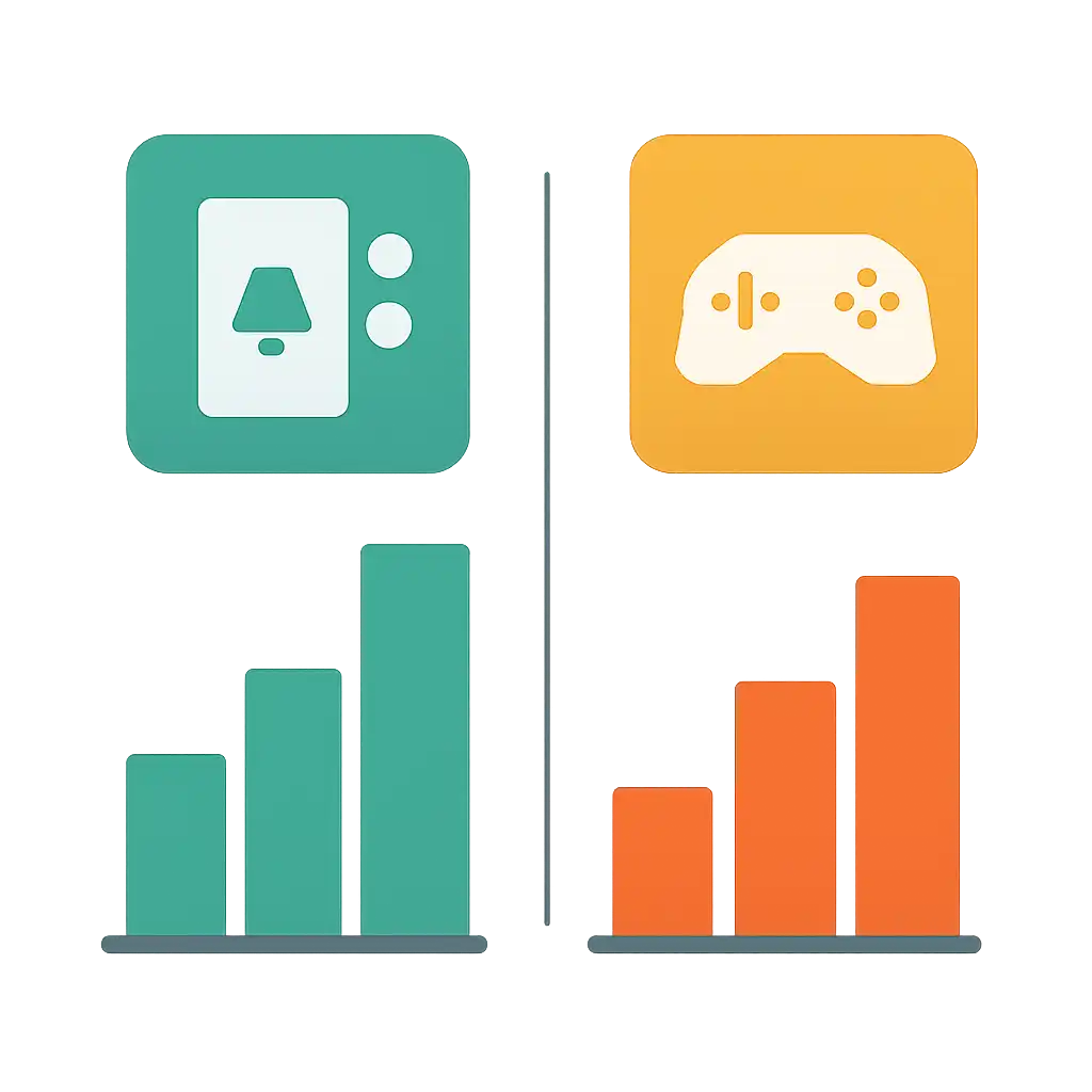 Infographic comparing options using coloured bars and icons only, no text or labels, flat design, Shree Win