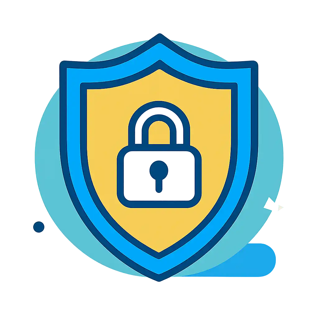 Security shield icon with lock: Shree Win safety visualization